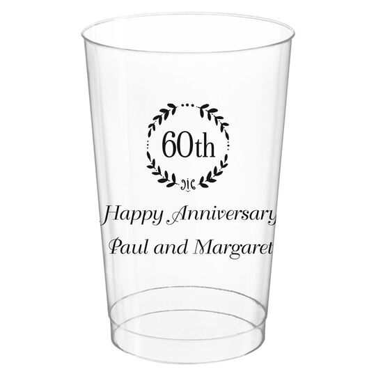 60th Wreath Clear Plastic Cups